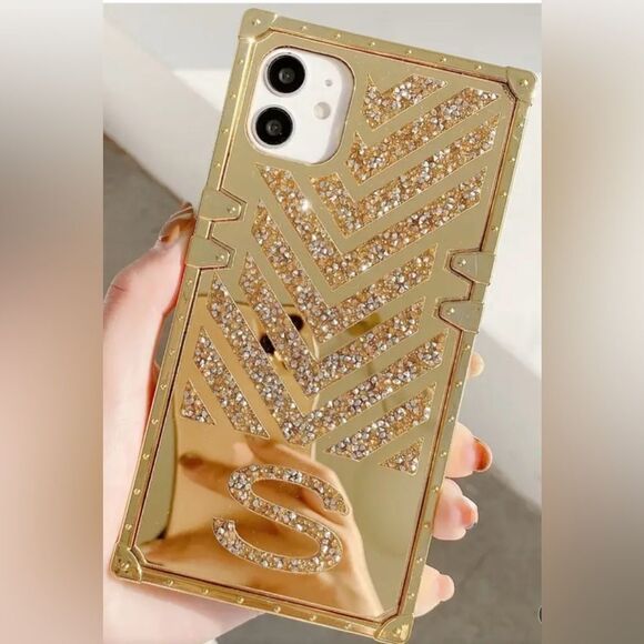 5 for $25🔥iPhone 14 Plus Golden Glitter "S" Initial Phone Case- New - Picture 2 of 5